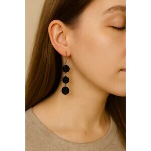 Lydell NYC Black Beaded Drop Earrings Statement Jewelry